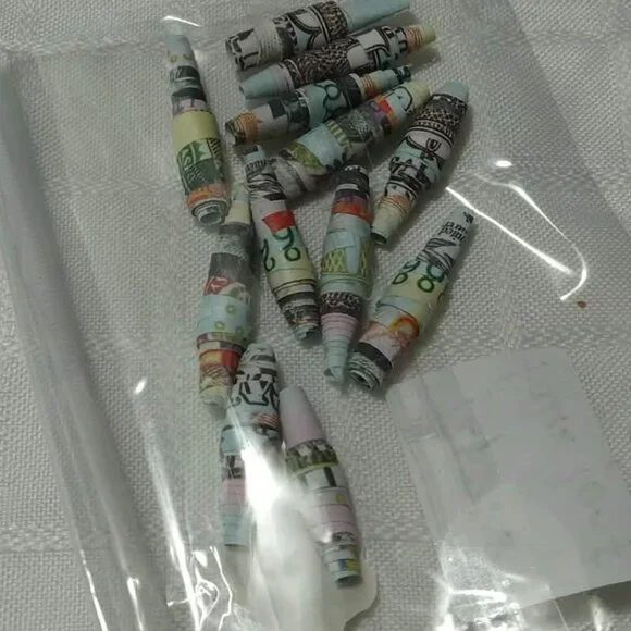 One-of-a-kind handmade/hand rolled paper beads/jewelry making/craft supplies/DIY - Picture 4 of 11